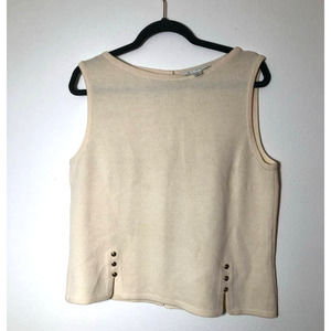 St. John cream light sweater tank with button details